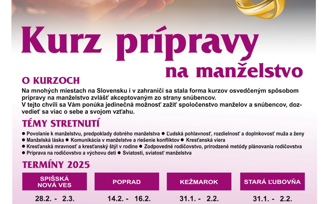 Kurzy prípravy na manželstvo 2025